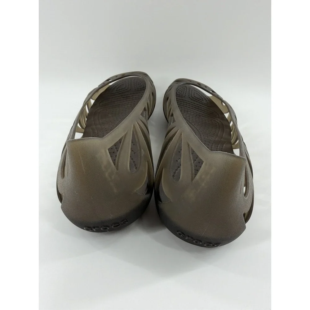 Crocs Women's Jelly Flats Sz 6 Adrina Bronze Cutout Slip On Shoes Summer Beach